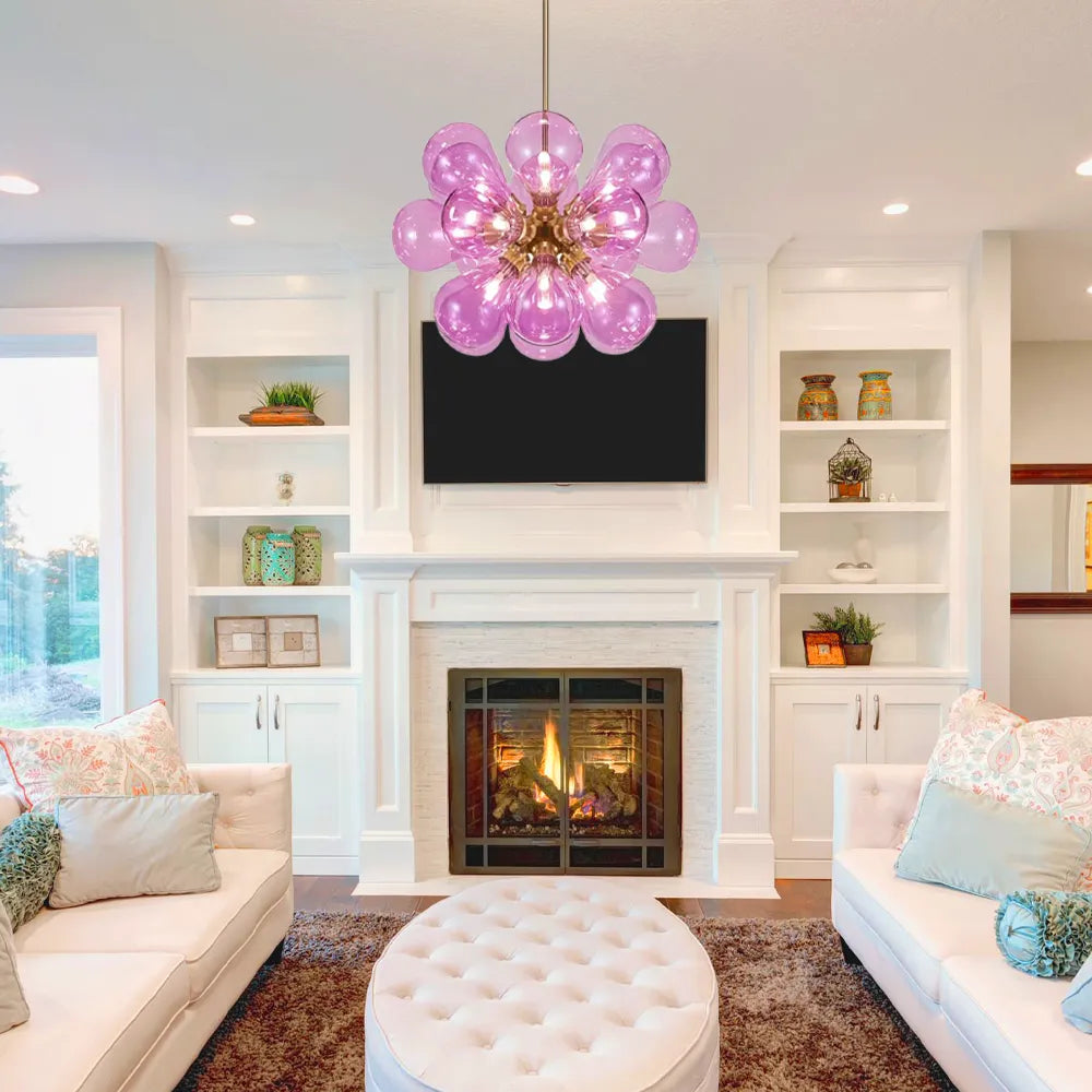  Chandelier – Blue/Purple/White Glass for Living Room