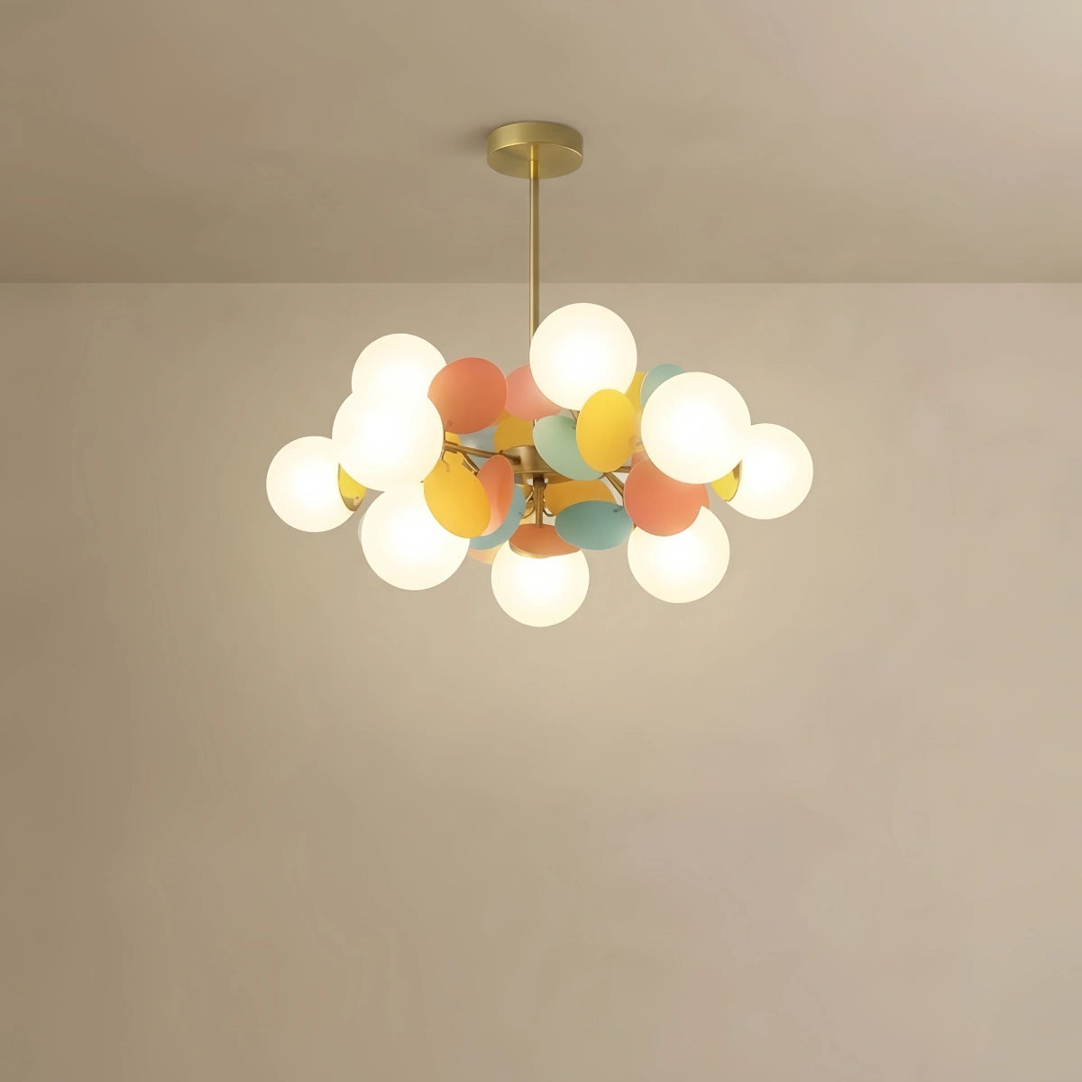 Chandelier - Metal Frame with Glass Shades for Bedroom