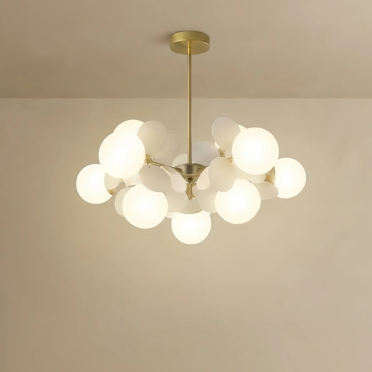 Modern Chandelier - Metal Frame with Glass Shades for Bedroom