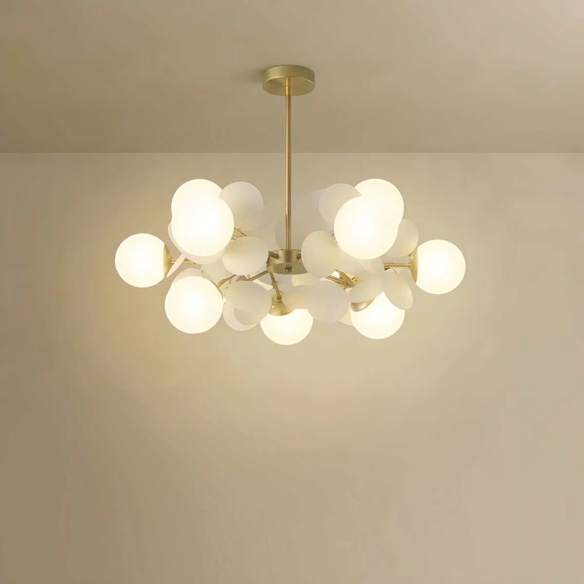 Chandelier - Metal Frame with Glass Shades for Bedroom