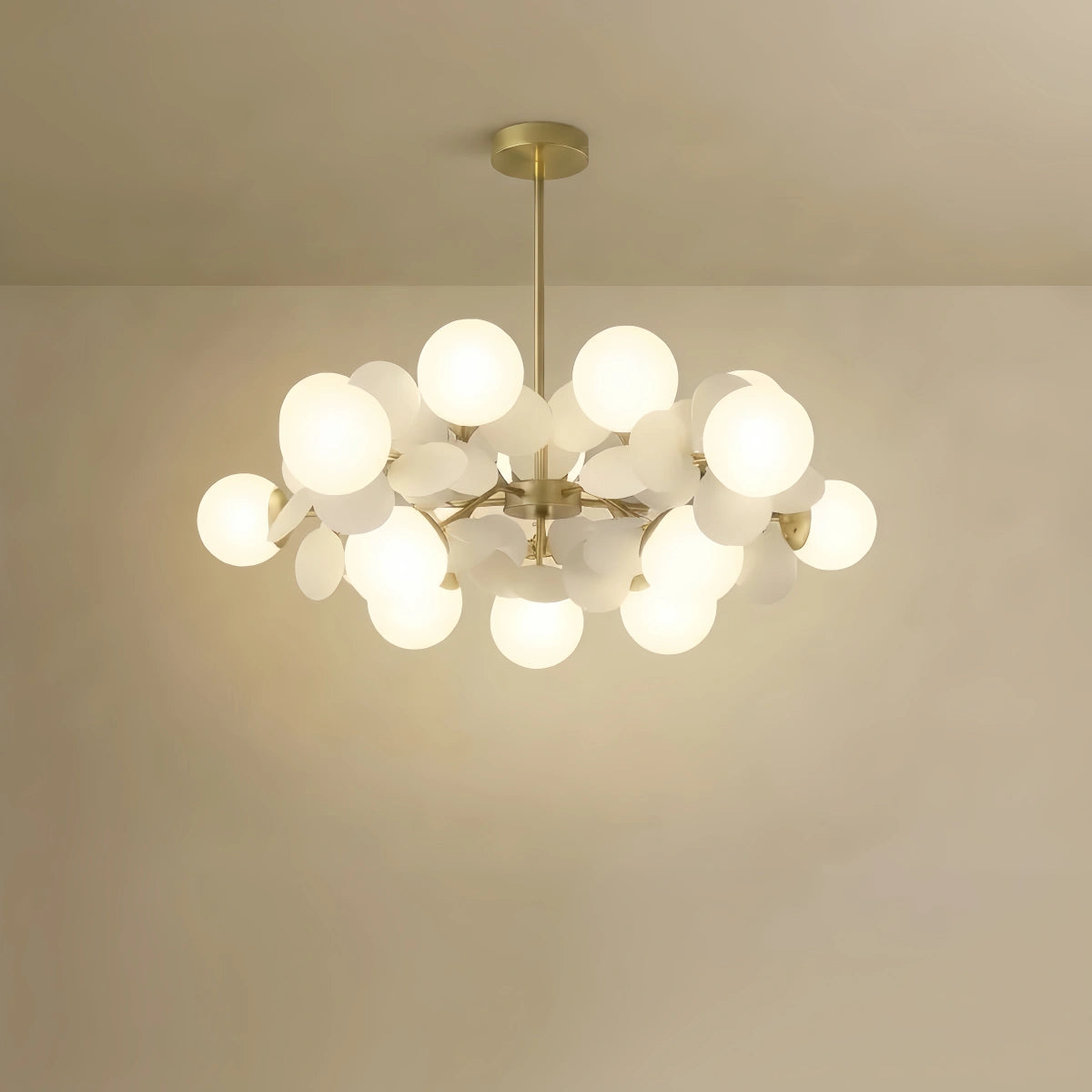 Modern Chandelier - Metal Frame with Glass Shades for Bedroom
