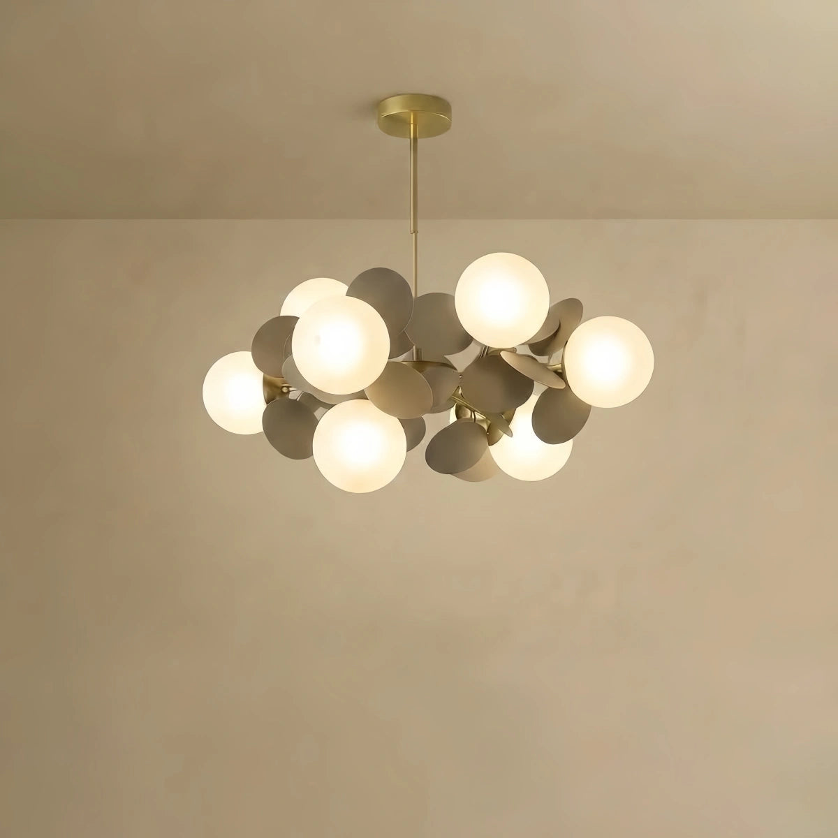 Chandelier - Metal Frame with Glass Shades for Bedroom