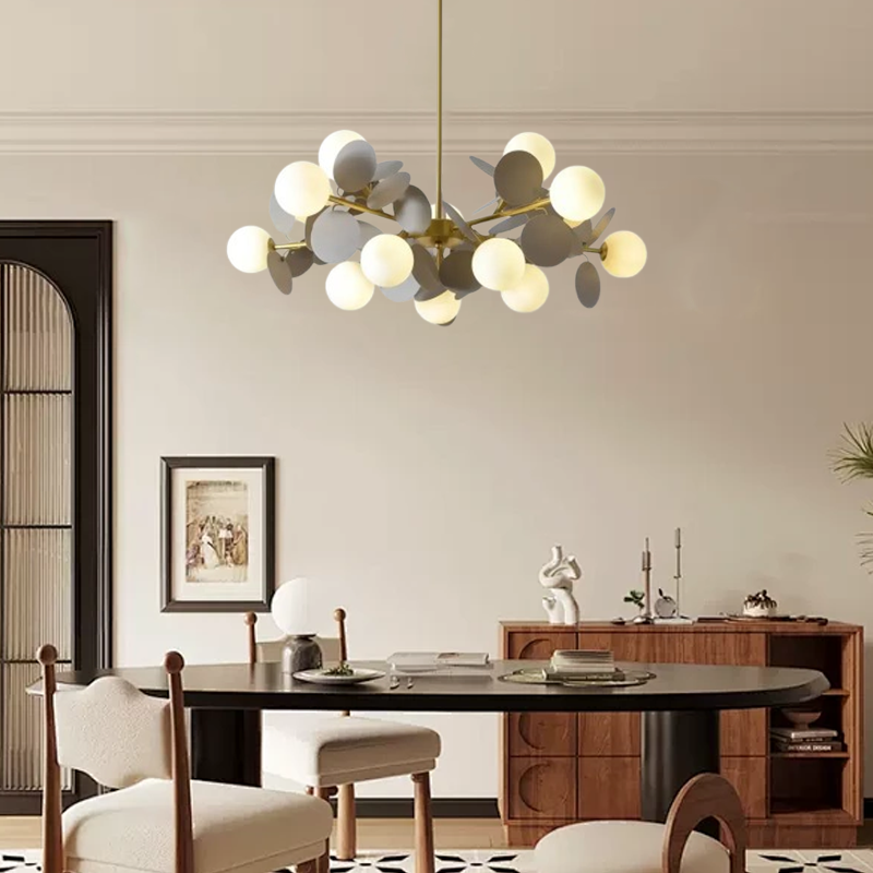 Modern Grey 10-Head Chandelier for Dining Room