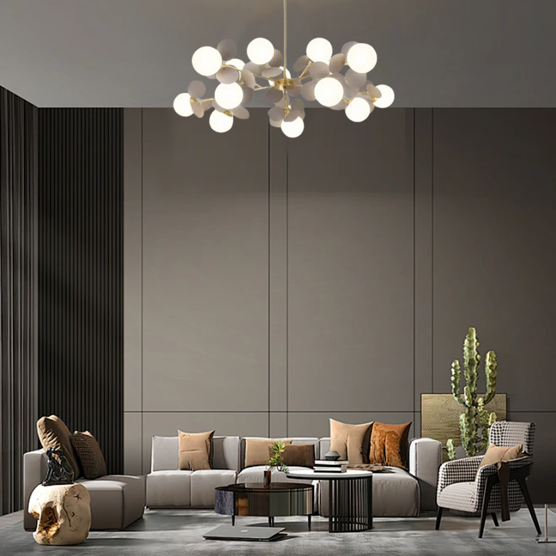 Modern Grey 15-Head Chandelier for Living Room