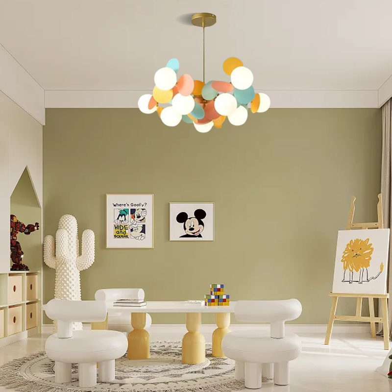 Modern Multicolor 10-Head Chandelier for Study Room