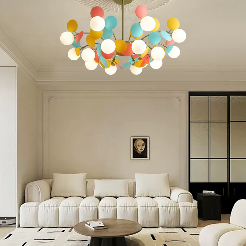 Modern Multicolor 15-Head Chandelier for Living Room