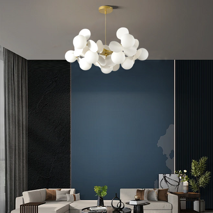 Modern White 12-Head Chandelier for Living Room
