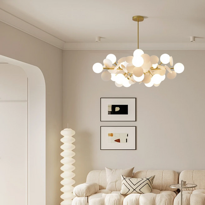 Modern White 15-Head Chandelier for Living Room