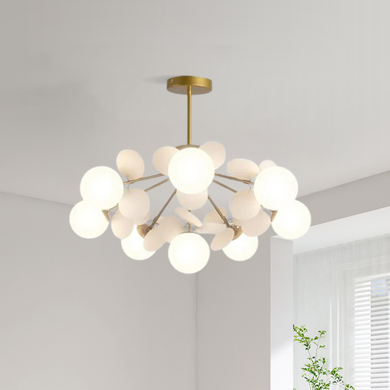 Modern White 8-Head Chandelier for Living Room