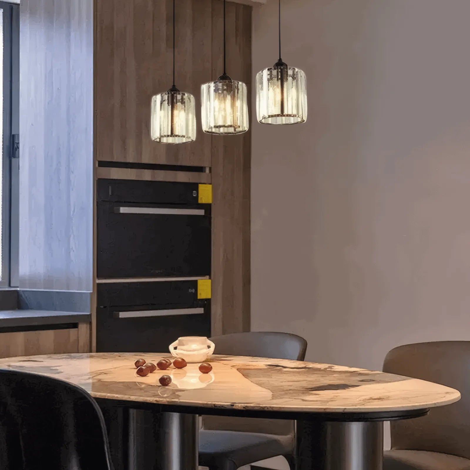 Nordic Black Pendant Light Dining Room 3-Head Round