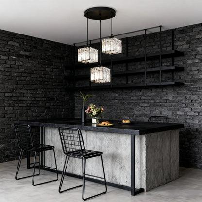 Nordic Black Pendant Light Dining Room 3-Head