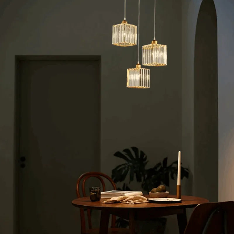Nordic Gold Pendant Light Dining Room 3-Head Square