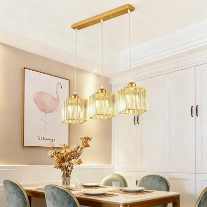 Lámpara colgante Vetro - Nórdica, metal negro/dorado y cristal LED