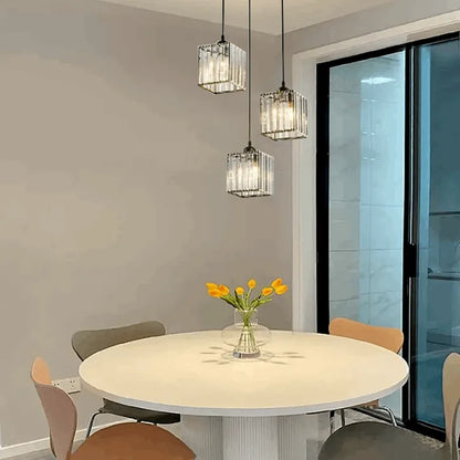 Nordic Black Pendant Light Dining Room 3-Head Square