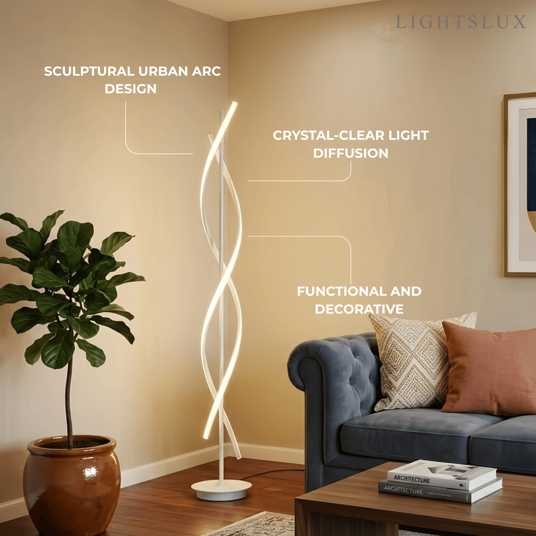  Arcato Modern Black & White Floor Lamp