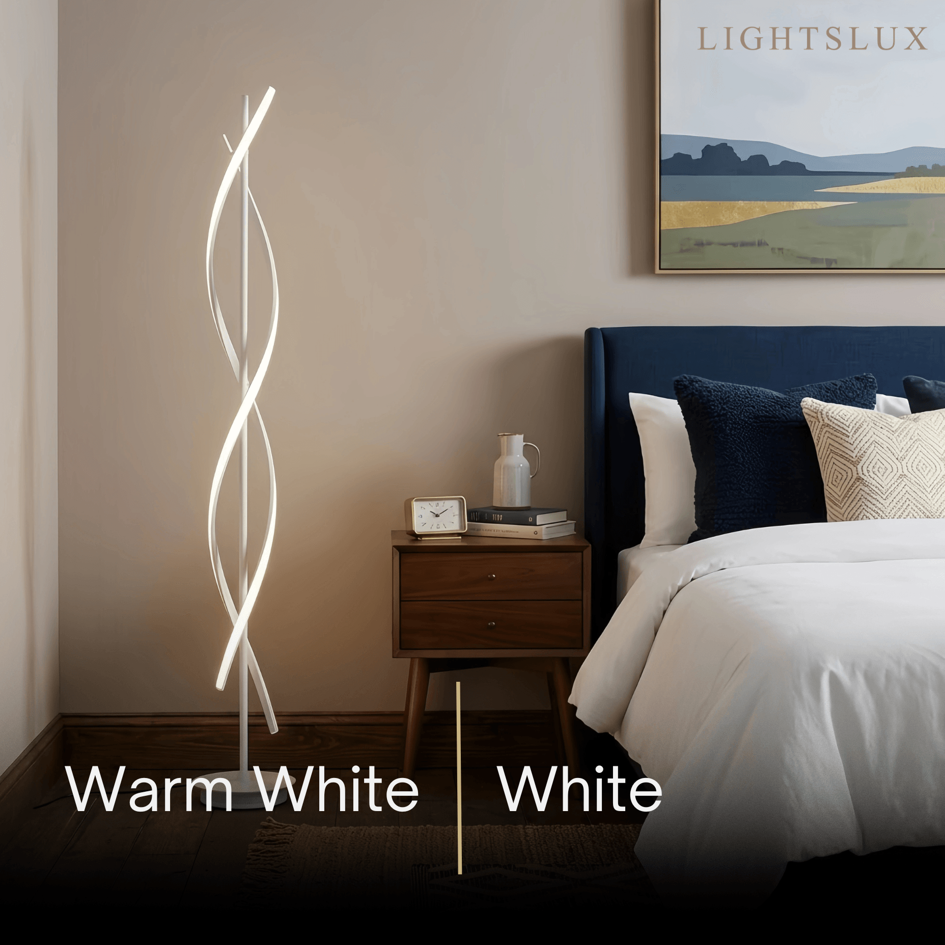  Arcato Modern Black & White Floor Lamp