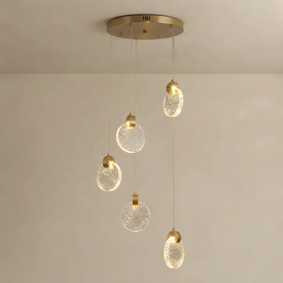 Excelis Art Deco Round – Pendant Light Gold Metal/Crystal for Dining Room