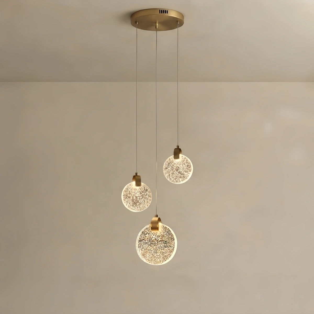 Excelis Art Deco Round – Pendant Light Gold Metal/Crystal for Dining Room
