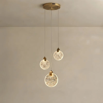 Excelis Art Deco Round – Pendant Light Gold Metal/Crystal for Dining Room