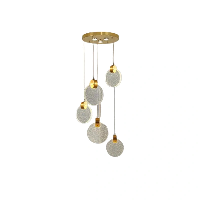 Excelis Art Deco Round – Pendant Light Gold Metal/Crystal for Dining Room