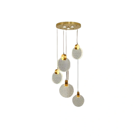 Excelis Art Deco Round – Pendant Light Gold Metal/Crystal for Dining Room
