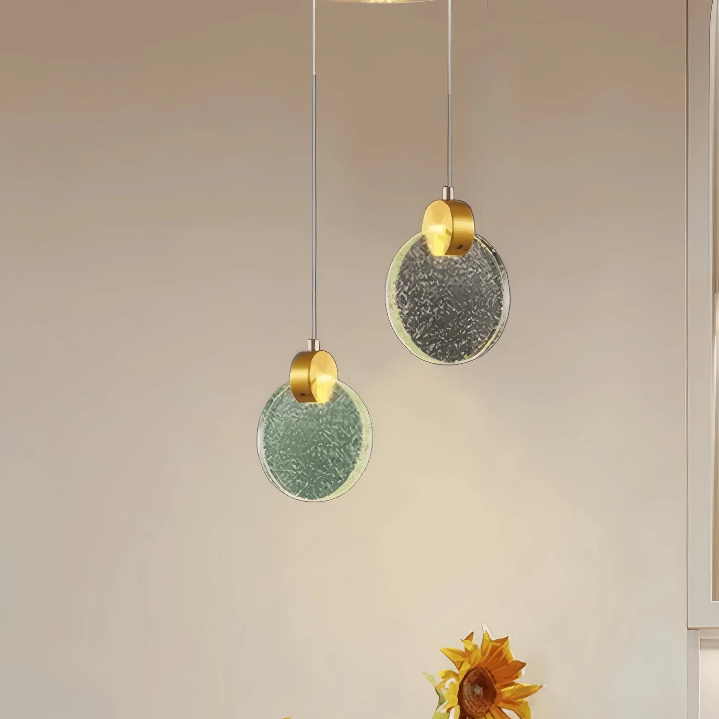 Excelis Art Deco Round – Pendant Light Gold Metal/Crystal for Dining Room