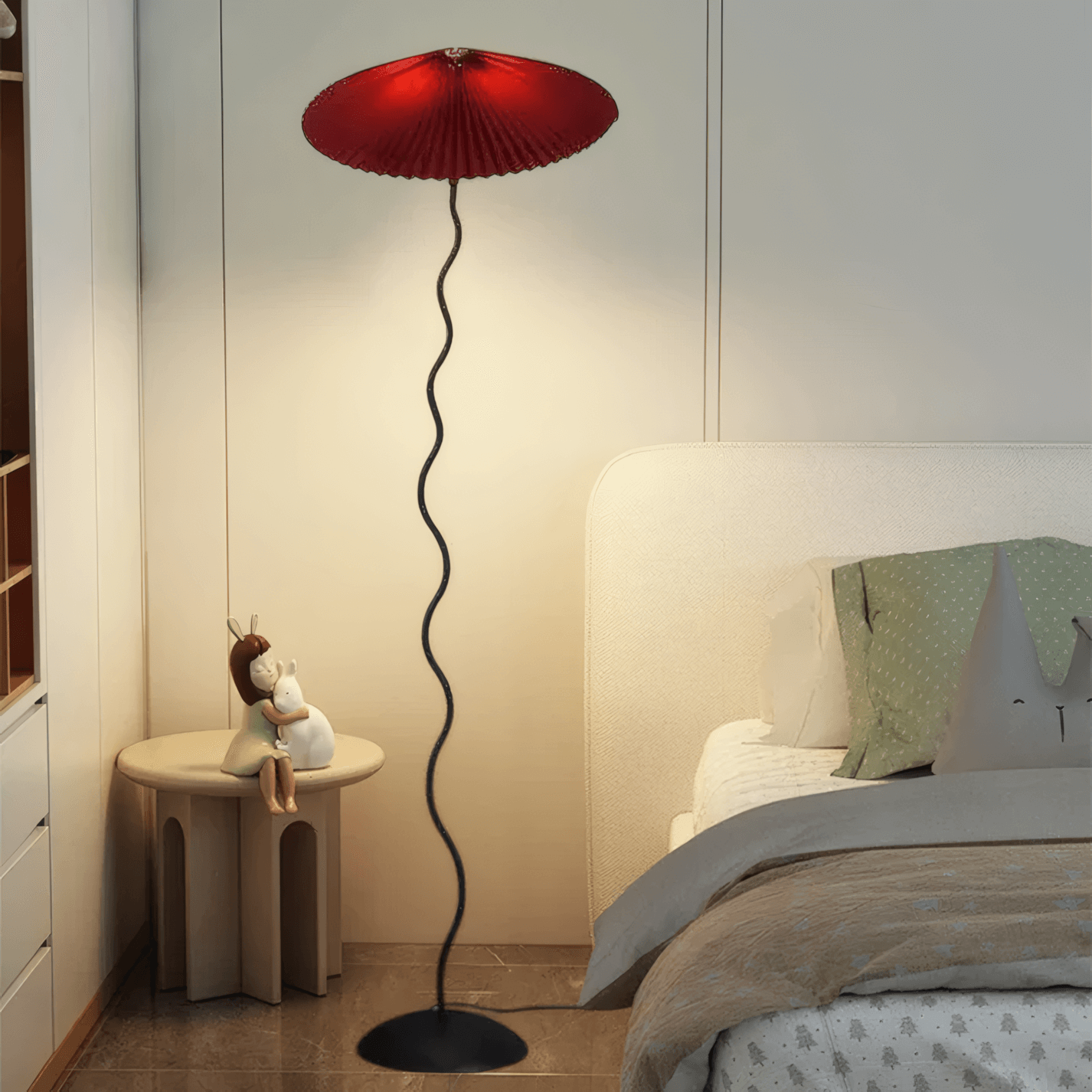  Modern Red Floor Lamp Fabric