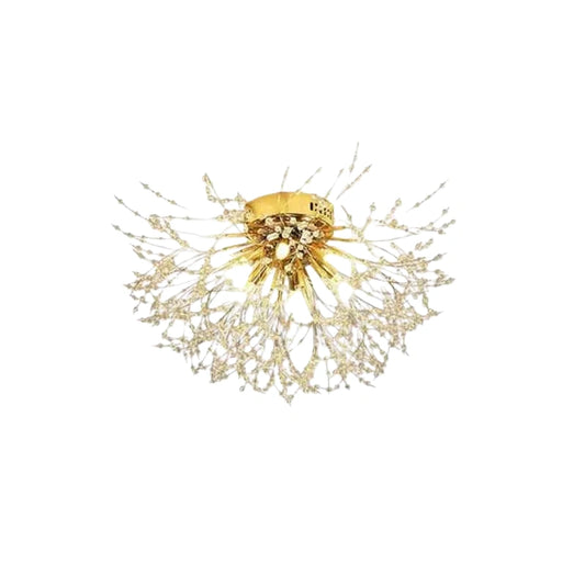 Excelis Art Deco Metal Ceiling Light - Gold Dandelion Shape for Living Room
