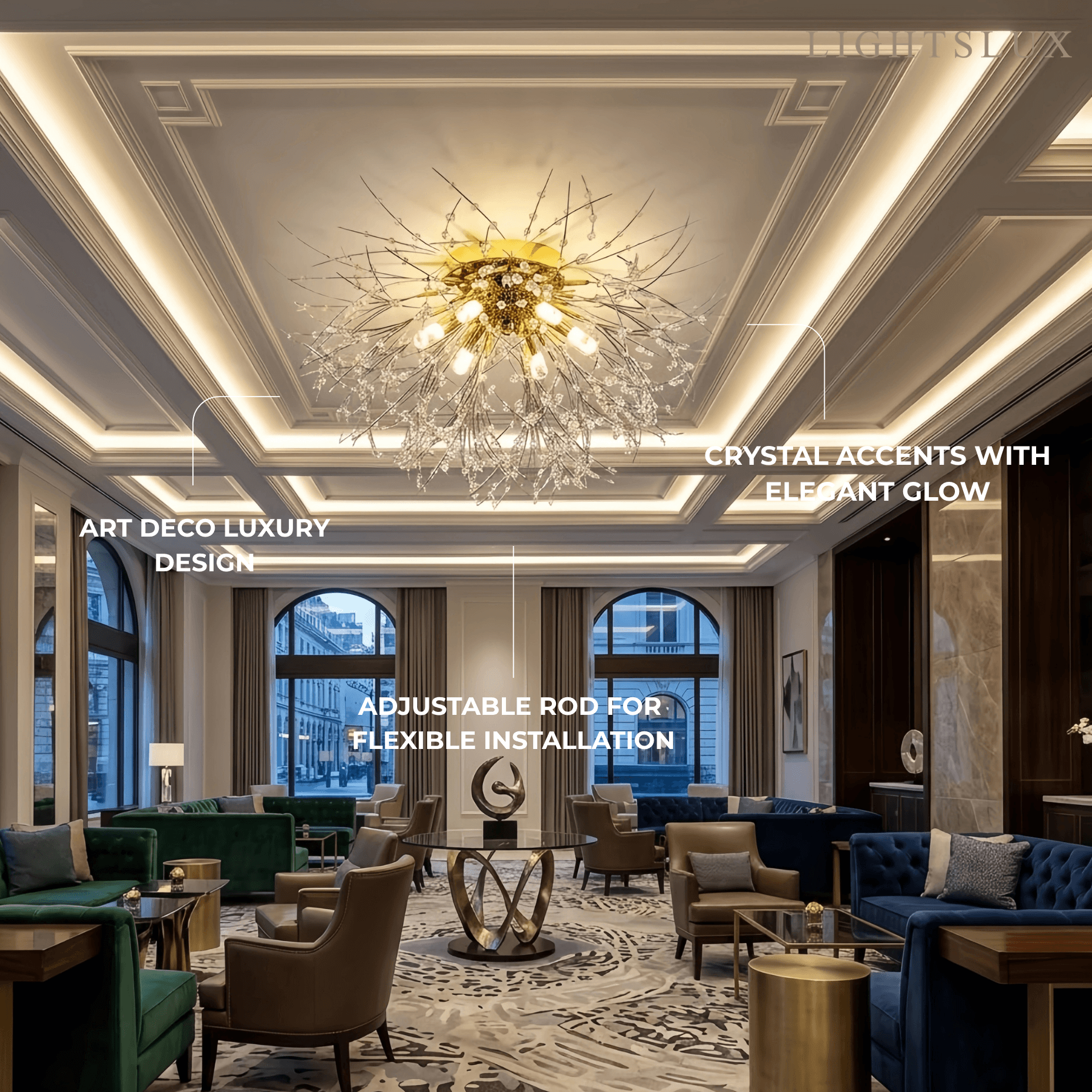 Excelis Art Deco Metal Ceiling Light 