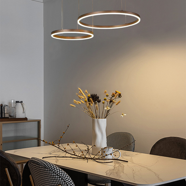 Modern 2-Ring Coffee Pendant Light Dining Room