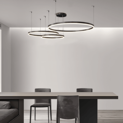 Modern 3-Ring Black Pendant Light Dining Room