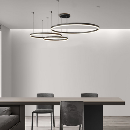 Modern 3-Ring Black Pendant Light Dining Room