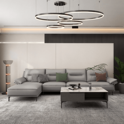 Modern 4-Ring Black Pendant Light Living Room