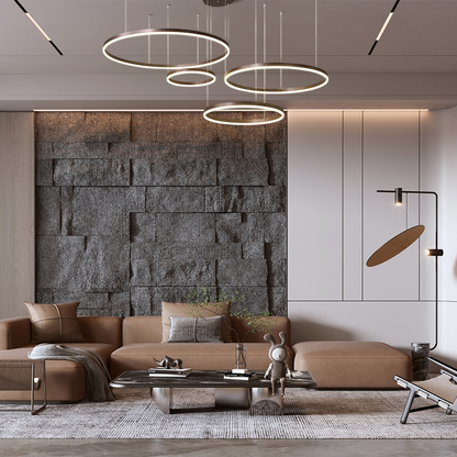 Modern 4-Ring Coffee Pendant Light Living Room