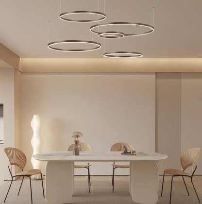 Modern 5-Ring Coffee Pendant Light Dining Room