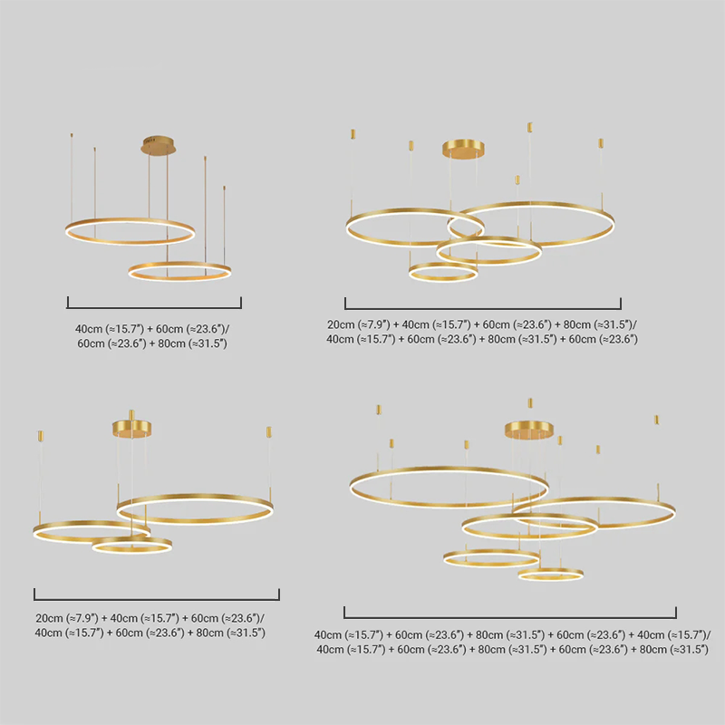 Modern Multi-Ring Pendant Light Dimension