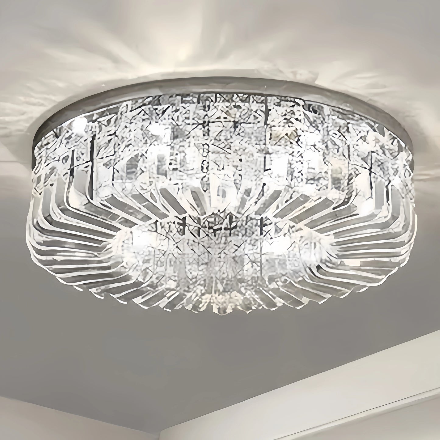 Excelis Royal Round LED Ceiling Light – Chrome/Gold Finish for Living Room/Bedroom