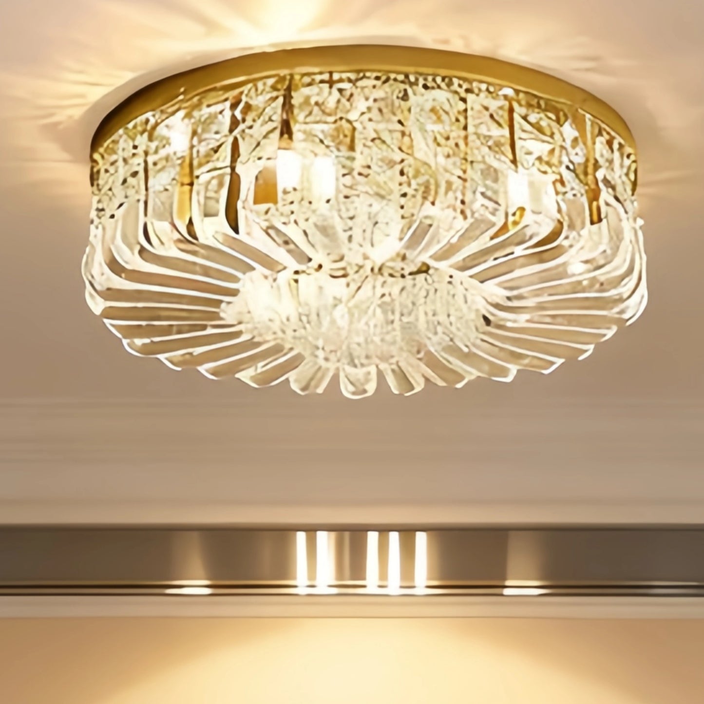 Excelis Royal Round LED Ceiling Light – Chrome/Gold Finish for Living Room/Bedroom