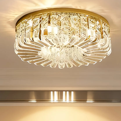 Excelis Royal Round LED Ceiling Light – Chrome/Gold Finish for Living Room/Bedroom