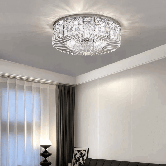 Royal Chrome Ceiling Light Crystal Round for Bedroom