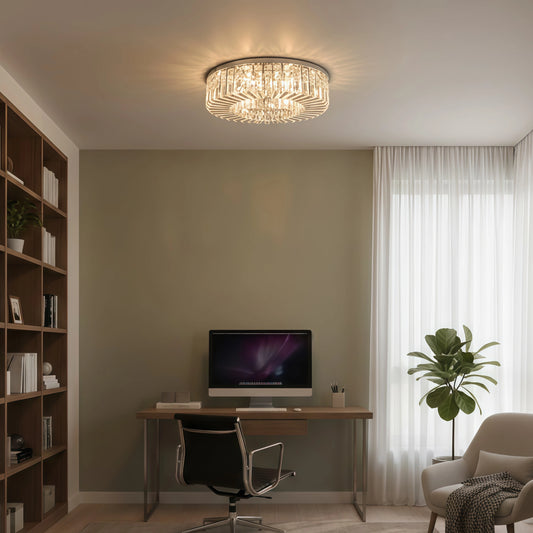 Excelis Royal Round LED Ceiling Light – Chrome/Gold Finish for Living Room/Bedroom