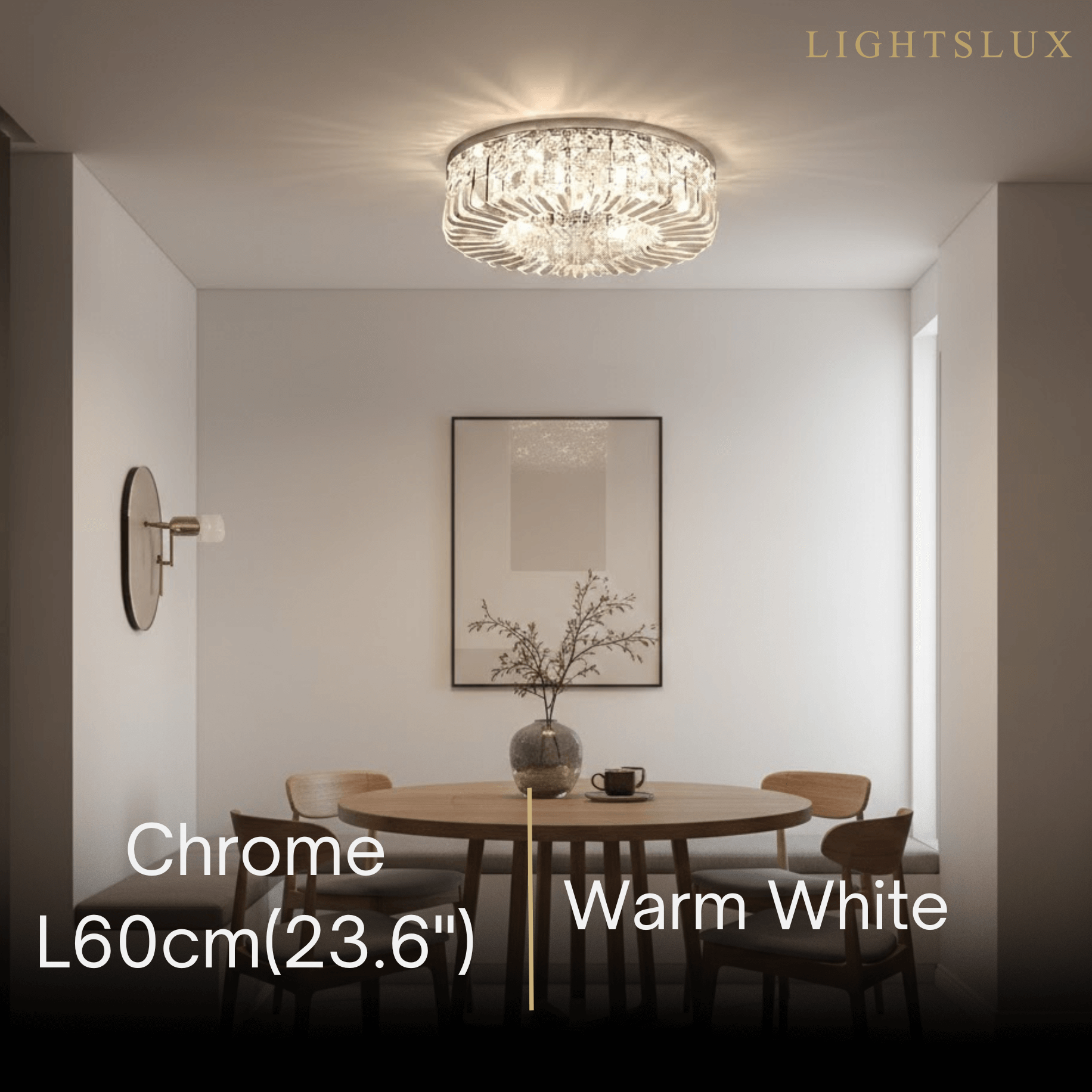 Lámpara de techo LED redonda Excelis Royal – Acabado cromado/dorado para salón/dormitorio