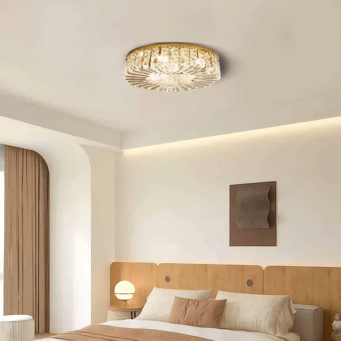 Royal Gold Ceiling Light Crystal Round for Bedroom