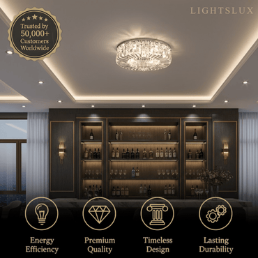 Royal Round LED Ceiling Light – Chrome/Gold Finish for Living