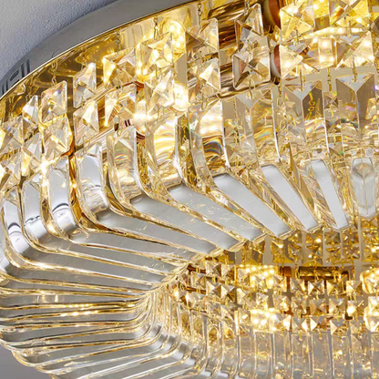 Excelis Royal Round LED Ceiling Light – Chrome/Gold Finish for Living Room/Bedroom