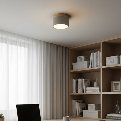 Morandia Nordic LED Ceiling Light Cylinder - Metal/Wood for Hallway