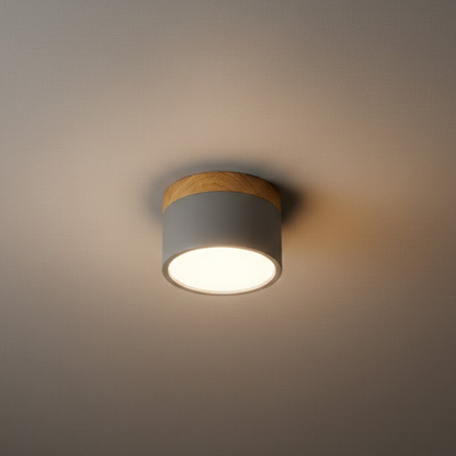 Morandia Nordic LED Ceiling Light Cylinder - Metal/Wood for Hallway