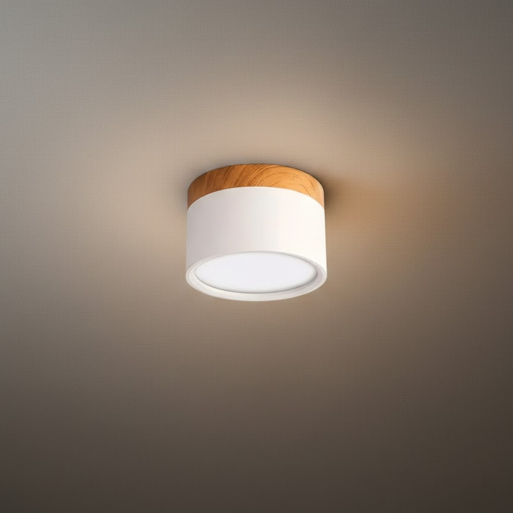 WV503 Morandia Nordic LED Ceiling Light Cylinder - Metal/Wood for Hallway