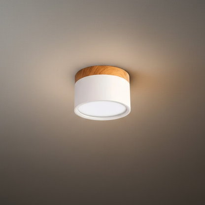 WV503 Morandia Nordic LED Ceiling Light Cylinder - Metal/Wood for Hallway