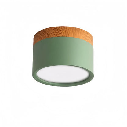 Morandia Nordic LED Ceiling Light Cylinder - Metal/Wood for Hallway
